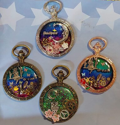 Handmade Epoxy Resin Pendant, Necklace, Keychain, Ornament. Steampunk Fairytales meets creativity. Great Gift Ideal, one-of-a-kind keep sake - image2